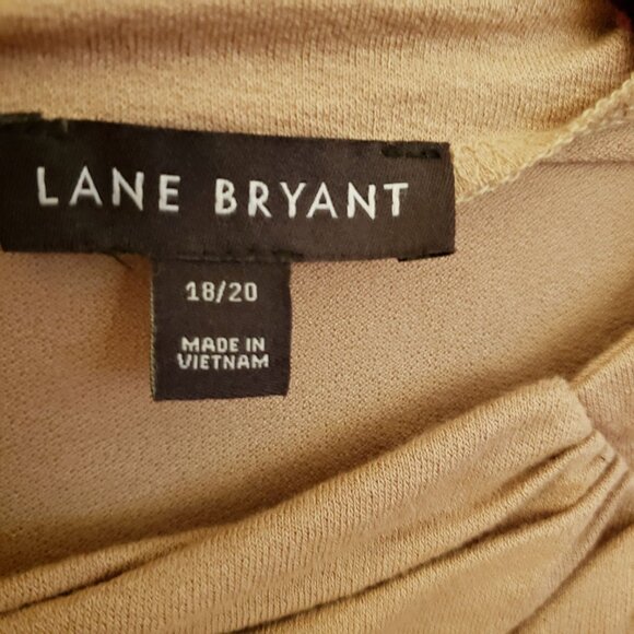 Lane Bryant Draped Neck Tan Pullon Long Sleeve Blouse Top Button Trim 18/20 EUC - Picture 7 of 8